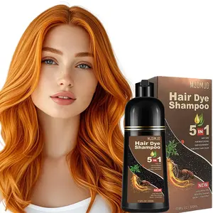 Orange yellow 5-in-1 Hair Dye Shampoo for Men & Women – Instant Gray Coverage, Natural Brown Color, Cleanses, Conditions & Nourishes, 500ml Champu Para Canas Haircare