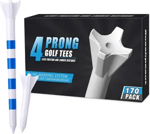 170 Pack Golf Tees 50 Iron Tees with 120 Driver Tees, Pro 4 Line Marking System Plastic Golf Tees, 4-Prong Engineered to Reduce Friction & Longer Distance