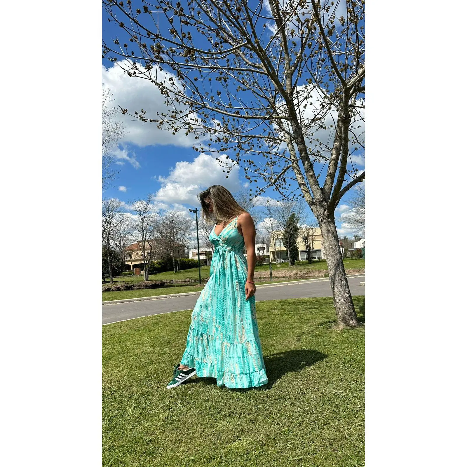 Dorothy Dress-Silk Mxi Dress with Front Tie
