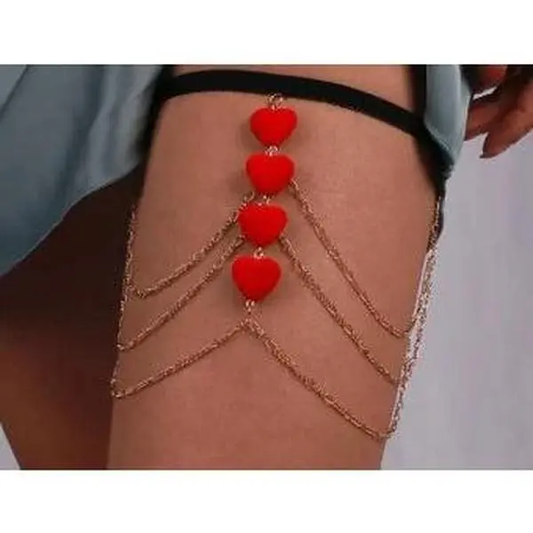 natural personal lubricants In That Way Faux Leather Chain Garter Belt - Black/Silver main image 0