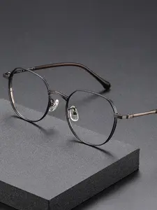 Unisex Simple Style Plain Color Round Frame Eyeglasses, Vintage Trendy Casual Eyeglasses for Everyday Use, Fashion Accessories for Outdoor Activities