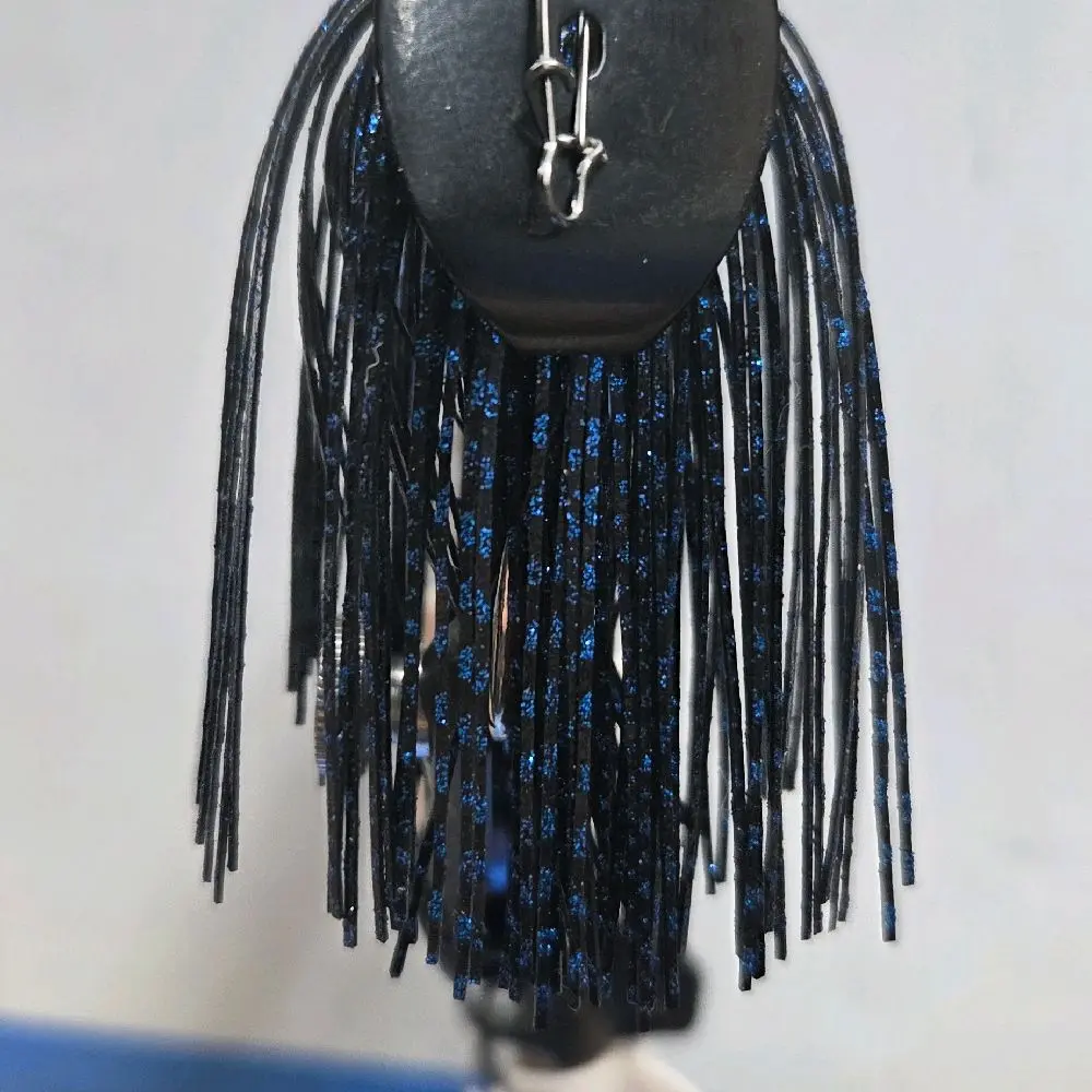 #FB0011 Football Bladed Bass Jig in Black and Blue Glitter Scale