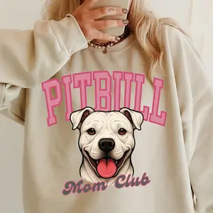 Pitbull Mom Club Sweatshirt - Unisex Apparel Relaxed Fit Printed In The USA Clothing Womenswear Casual Comfort Cotton Top Athletic Boho Chic