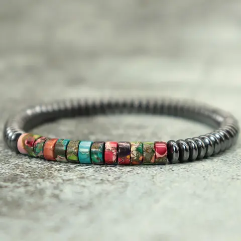 Men's Boho Style Stone Beaded Bracelet, Bohemian Bracelets, Minimalist Matching Bracelet, All-match Vintage Jewelry As Birthday Gift for Men for Daily Decor, Stackable Bracelets, Bracelets Stacking