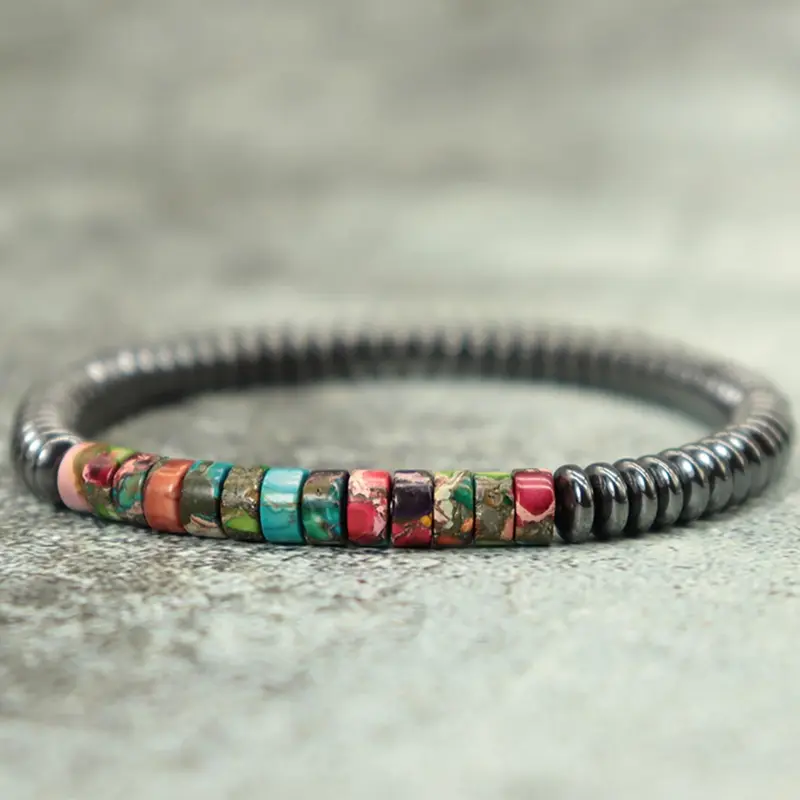 Men's Boho Style Stone Beaded Bracelet, Bohemian Bracelets, Minimalist Matching Bracelet, All-match Vintage Jewelry As Birthday Gift for Men for Daily Decor, Stackable Bracelets, Bracelets Stacking