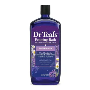 Dr Teal's Foaming Bath with PURE EPSOM SALT, Sleep Bath with Melatonin, Lavender & Chamomile Essential Oils Blend, 34 fl oz. Body Care Body Wash
