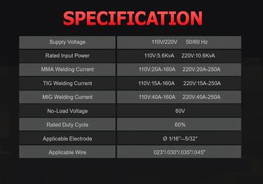 ACEWELDER MIG200T 6-in-1 Welder | 110V/220V Dual Voltage | Gas/Gasless MIG Lift TIG Stick Spot Aluminum Welder