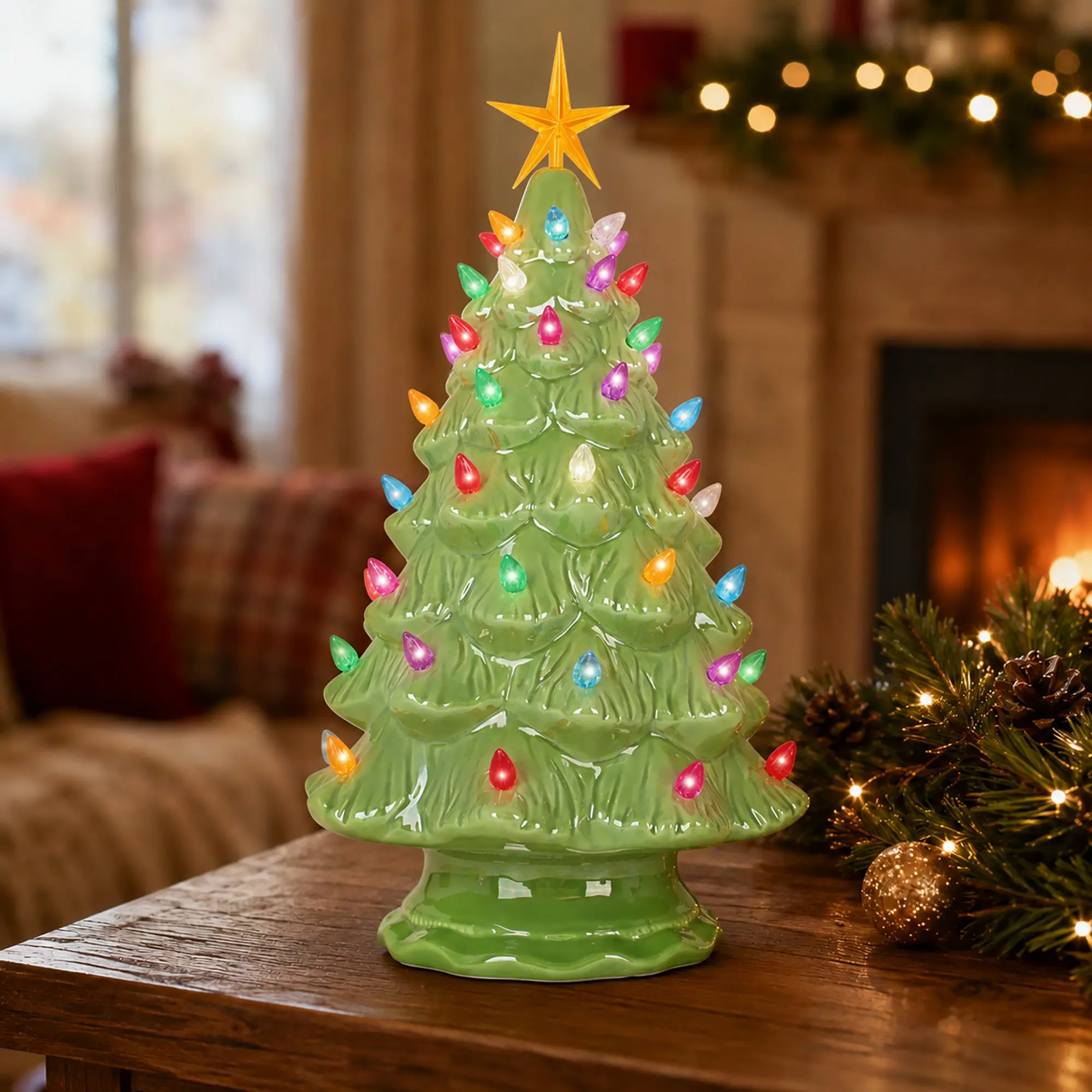 Pearl Green Ceramic Christmas Tree - Large