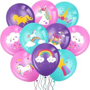 45 Pcs Unicorn Latex Balloon for Birthday Pastel Rainbow Balloon for Arch Kit Column Garlands Helium Balloons for Girl Unicorn Birthday Party Decoration Baby Shower Unicorn Party Supplies 12''