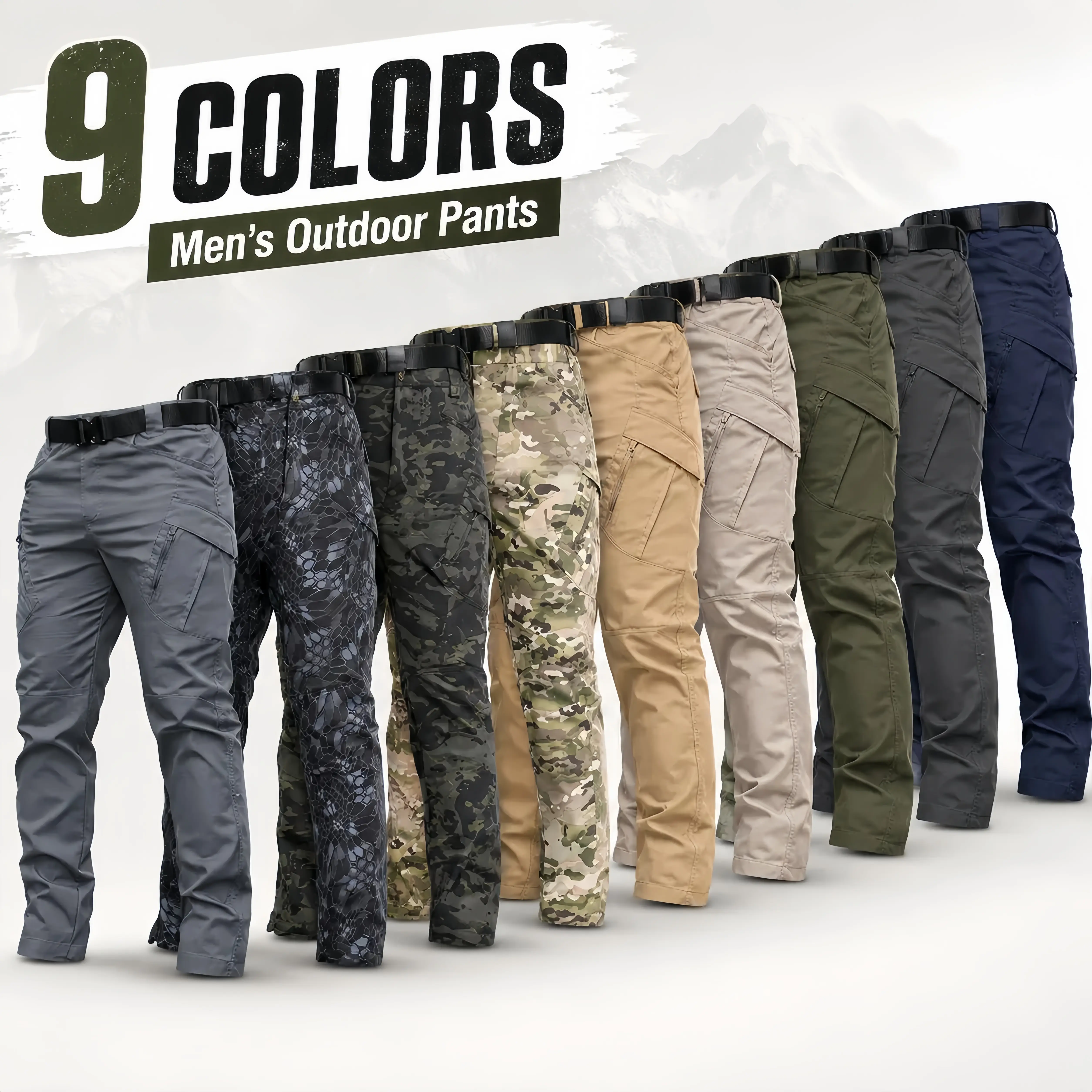 Mens Cargo Trousers for Men's Work - Menswear, Plain Design, Advanced New Fabric, Multiple Zipper-Closure Pockets, Durable Outdoor Athletic Pants for Spring-Autumn Work, Camping