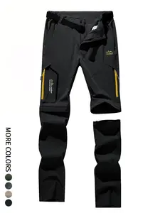 Men's Zipper Design Casual Fashion Pocket Waterproof & Windproof Outdoor Pants, Regular Fit Casual Detachable Leg Comfy Trousers for Outdoor Activities, Men's Bottoms for All Seasons