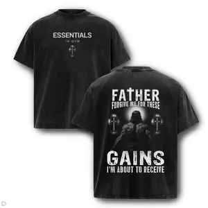 I Will Fear No Evil T-Shirt – Vintage Charcoal Acid Wash Tee with Gothic Woodcut Praying Hands Art & Bible Verse for Spiritual Warfare Apparel