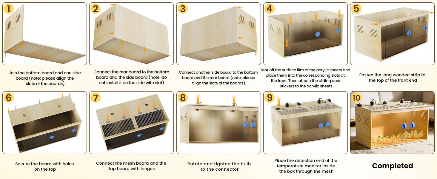 32 Inch Large Wooden Chicken Brooder Box, 75W Heat Lamps, Thermometer, Chicken Feeder & Waterer Set, Tin Foil, Ideal for 12-15 Newborn Chicks Ducks Quails, Brooder Box for Chicks