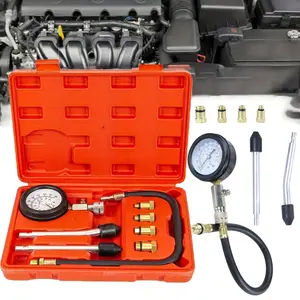 Automotive engine compression testing tool kit, Diagnostic Tool, motorcycle, truck engine cylinder gauge, fuel pressure tester, gasoline pressure gauge with toolbox