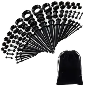 50 Pieces Ear Stretching Kit 14g-00g Tapers And Plugs + Silicone Tunnels - Gauges Expander Set Body