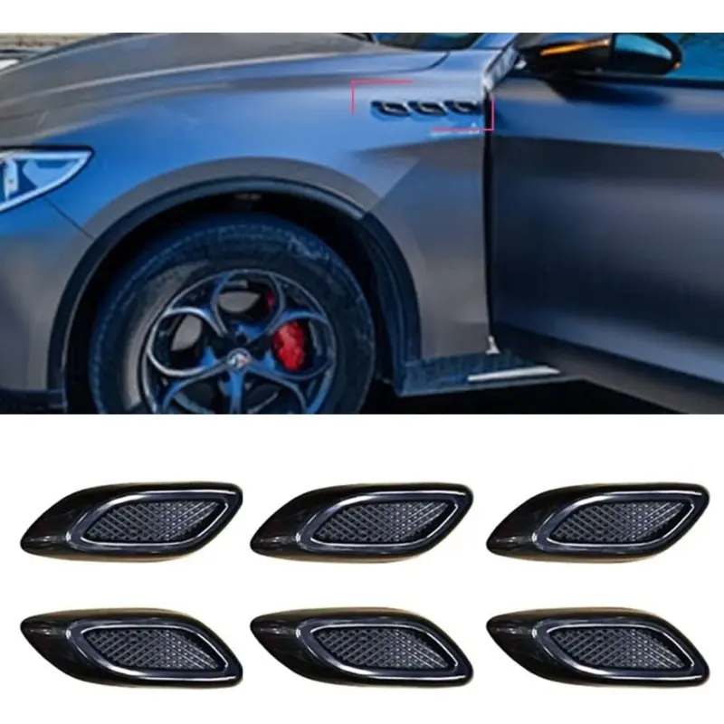 2/6pcs Car Fender Trim Decorative Intake Universal Auto Air Flow Bumper Side Vent Decal Car Decals Vehicle Exterior Decoration