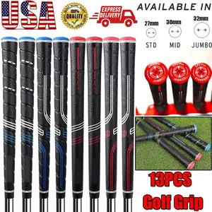 13Pcs Golf Grip Golf Club Grip Anti-Slip Rubber Standard Midsize Oversize 60R