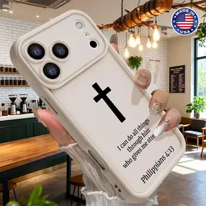 Minimalist Cross Bible Verse Quote Pattern Case for iPhone 17 16 15 14 Pro Max 13 12 11 XR XS Plus Air Slim Lightweight Shockproof Anti Drop Protective Durable TPU Cover