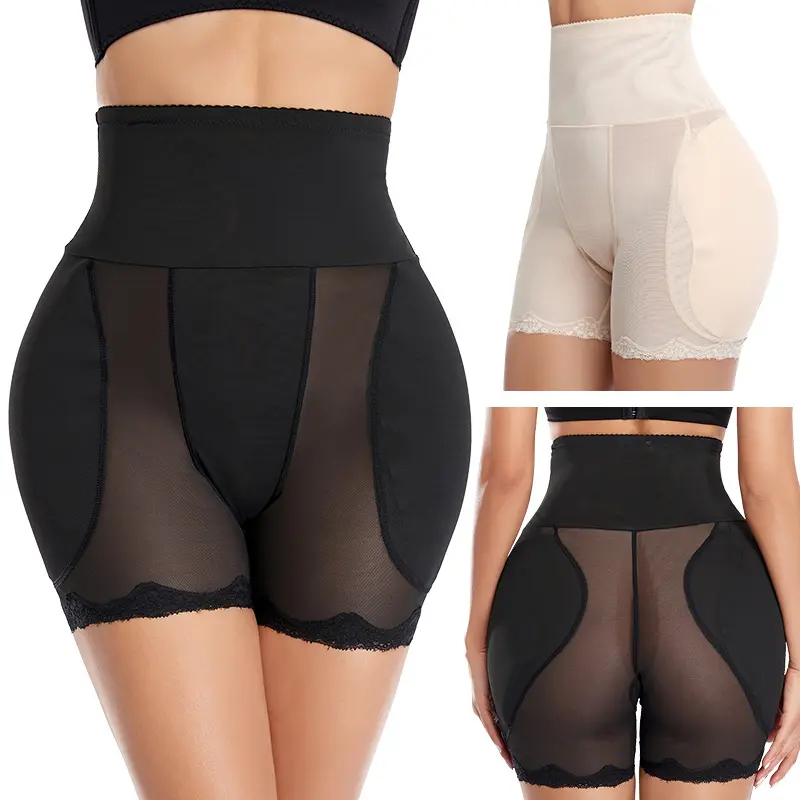 Women's High Waist Shapewear Shorts Tummy Control Butt Lifter with Removable Hip Pads Body Shaper Underwear for Butt and Hip Enhancement