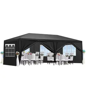 10'x20' Outdoor Canopy Tent Wedding Party Ten with 6 Removable Sidewalls, Waterproof Gazebo Patio Shelter for BBQ Camping Party Cater Events, Black