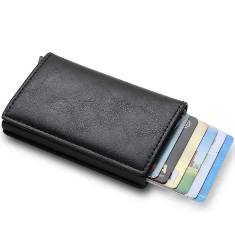 Men's Simple Plain Bifold Wallet (1 Piece), Business Style Multi Card Slots Card Holder, Rfid Blocking Automatic Pop-up Card Holder