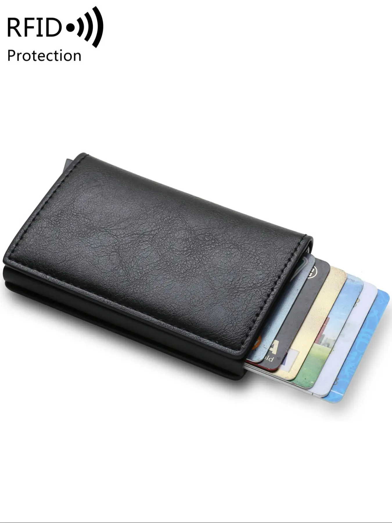 Men's Simple Plain Bifold Wallet (1 Piece), Business Style Multi Card Slots Card Holder, Rfid Blocking Automatic Pop-up Card Holder