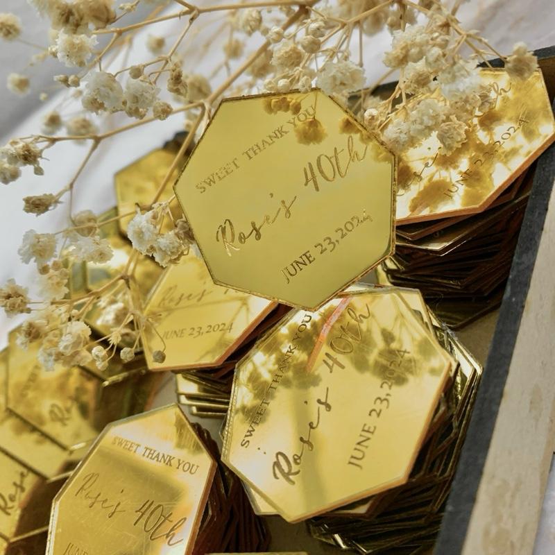 12 units custom acrylic logo tags for you business