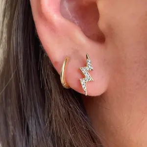 Gold Flash Lightning Stud Earrings