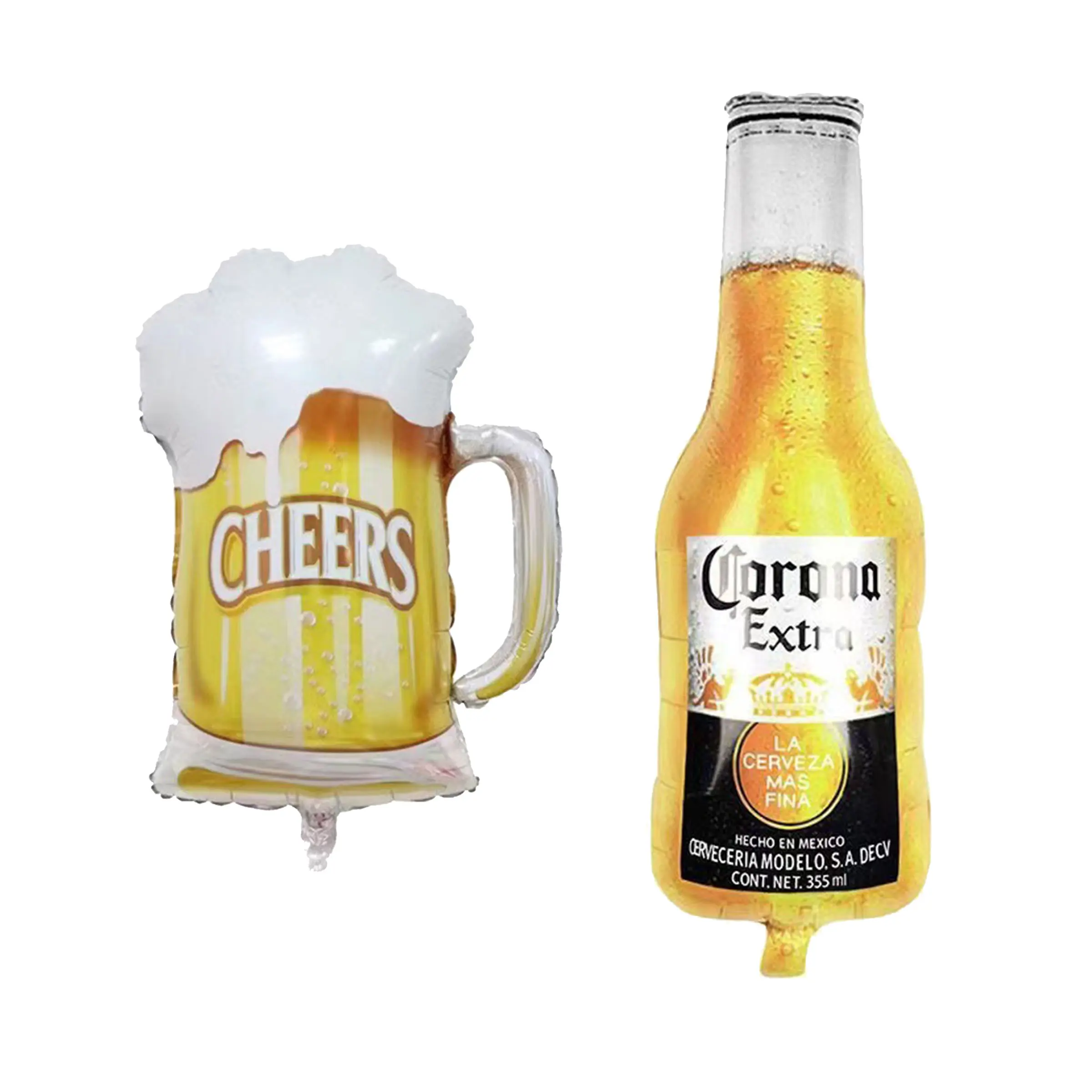 2-Pack Corona Beer Balloons, Large Aluminum Foil Balloons for Beer Festivals, Celebrations, Party Decorations, Table Balloon Arch, Balloon Arch, Birthday Parties, Bar Lounge Decor, Balloon Garland