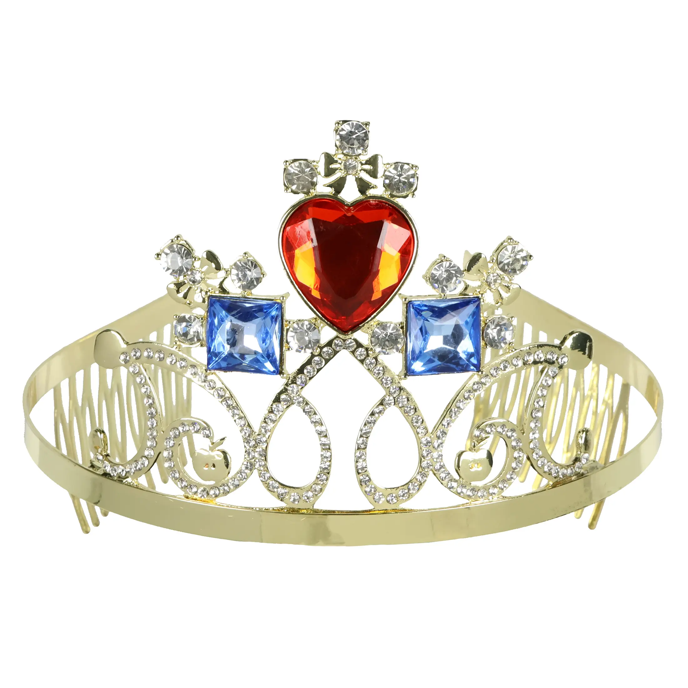 Women's Fairytale Costume Accessories Set - 3-Piece Thematic Jewelry with Crystal Bow Earrings, Velvet Choker & Secure Hold Tiara with Heart Accents, Velvet Fabric, Choker Necklace
