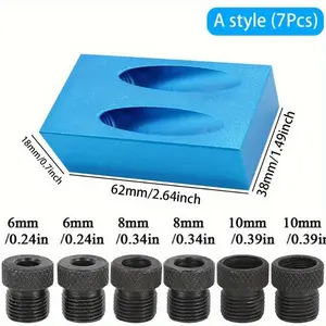 1 set 7/14pcs Liberhaus Pocket Hole Jig Kit - 15 Degree Angle Oblique Hole Locator for Precise Drilling - Woodworking Guide Tool for Dowel Drill Joinery - Includes 6/8/10mm Bits and Clamp