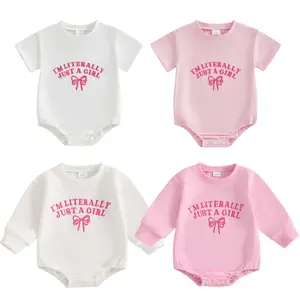 Newborn Baby Girl Clothes I'm Literally Just a Girl Long Sleeve Romper Sweatshirt Bubble Bodysuit Spring Fall Outfits