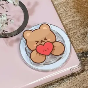 Cute Bear Magsafe Phone Grip, Magnetic Pop Socket, Accessory for E-Readers, Gift for Valentine