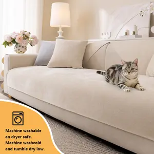 Modern Plain Color Chenille Sofa Cushion, All-Season Universal Non-Slip Cover, Pet-Friendly Office & Living Room Furniture Protector, Soft Sofa Protector