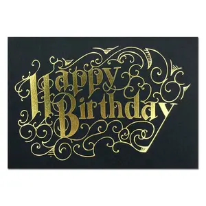 Spitfire Girl Happy Birthday Card in Black and Gold Foil