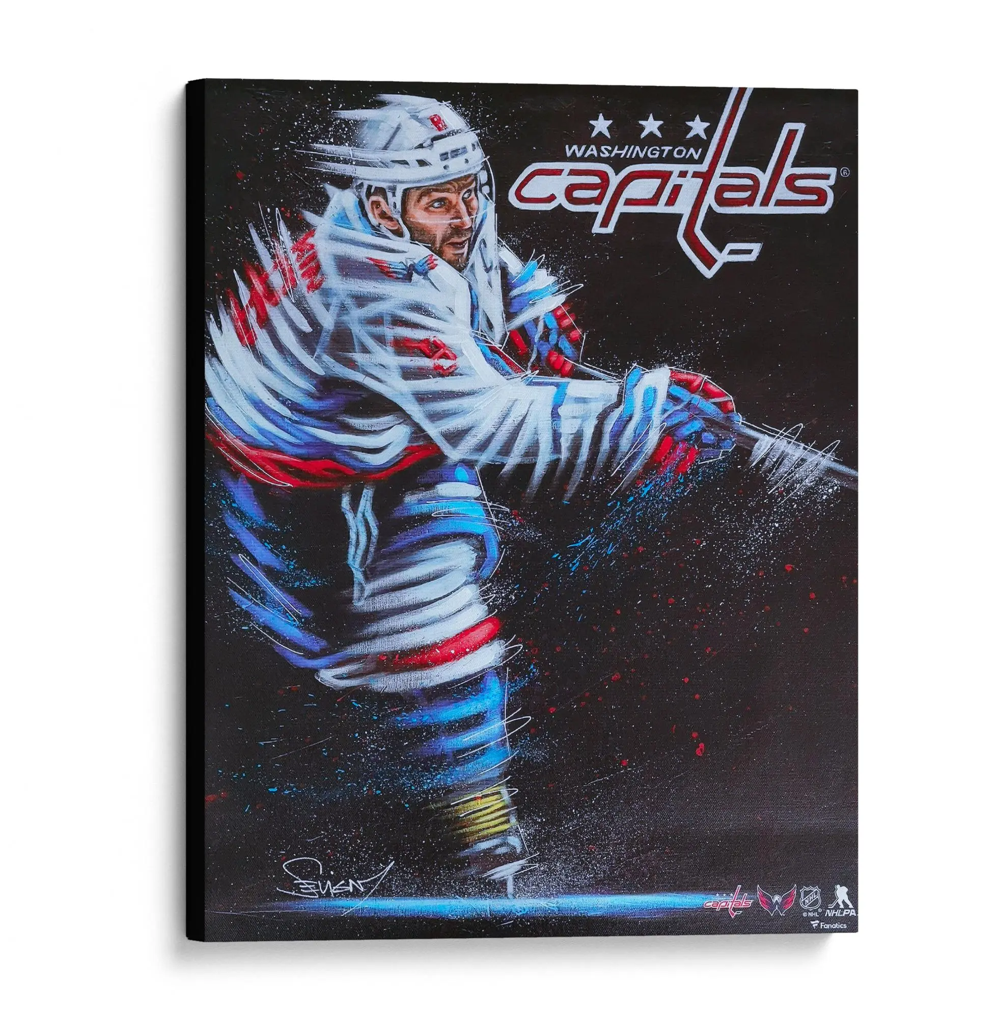 Alex Ovechkin Washington Capitals Unsigned Stretched 16" x 20" Embellished Canvas Giclee Print - Art by Eric Sevigny - Fanatics Authentic Certified
