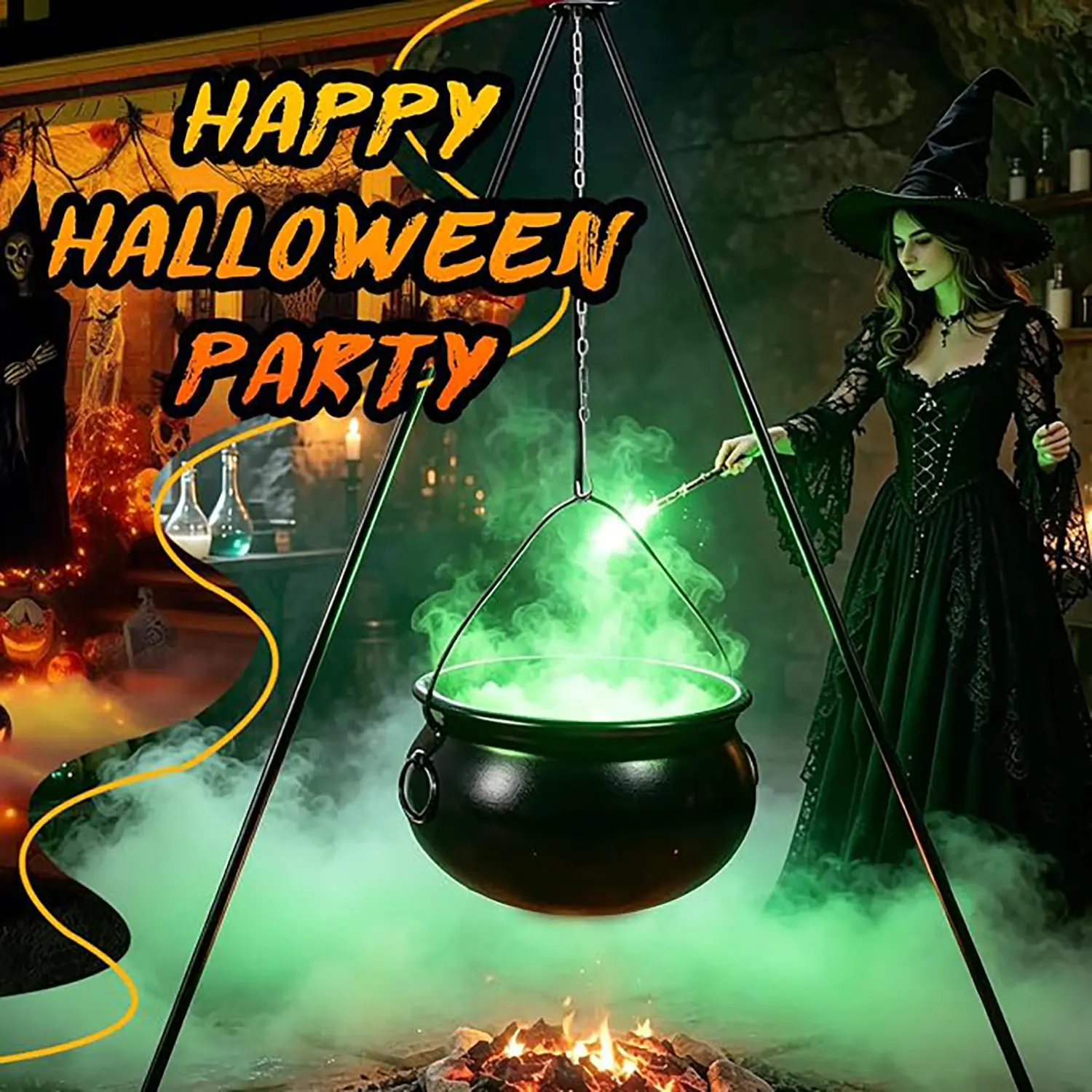 Halloween Decorations Outdoor Large Witch Cauldron with 30.7in Tripod Stand
