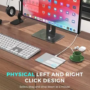 JOMAA Multi-Touch Trackpad with Tempered Glass Surface High Precision Navigation Ultra Slim Aluminum USB Wired Touchpad Mouse for Windows 10/11 Desktop Laptop Notebook Computer PC