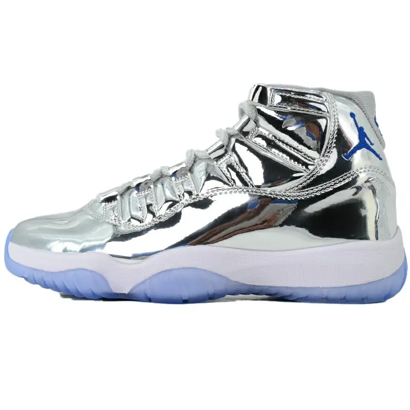 Daily high top sneakers mirror metallic silver shell icy pale blue translucent outsole white foam midsole lace ankle fit for night party outing city stroll street photoshoot glamorous daily outfit matching