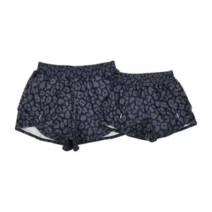 Stay Cool & Comfy in Style Black Leopard Print Yoga Shorts for Summer Stretchy Fit Women Bottoms