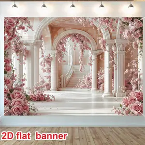 Rose Pattern Wedding Theme Background Banner, Romantic Rose Backdrop for Home Living Room Bedroom Wedding Party Decoration, Wedding Arch Cover