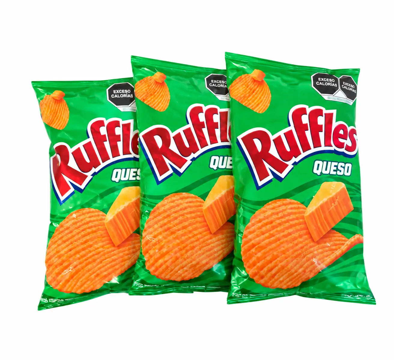 Ruffles Queso Flavor Potato Chips, 3 Bags, 120 g Each