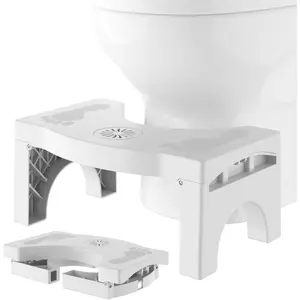 Foldable Toilet Stool for Adults, Non-Slip Bathroom Squatting Stool Portable Poop Stool Squat for Adult  Seniors, Toilet Assistance Potty Foot Step Stool, No Installation Required, White