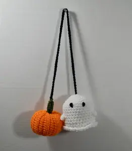 Crochet Pumpkin & Ghost car hanger Crochet ghost and pumpkin for rearview mirror halloween crochet car charm crochet ghost car hanger