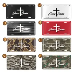 8 Styles Jesus Saves Camo License Plate, 12" x 6" Aluminum Vanity Tag for US Vehicles, best gift, Old School Bottomland Camo, Duck Camo, Woodland Camo Vanity Plate