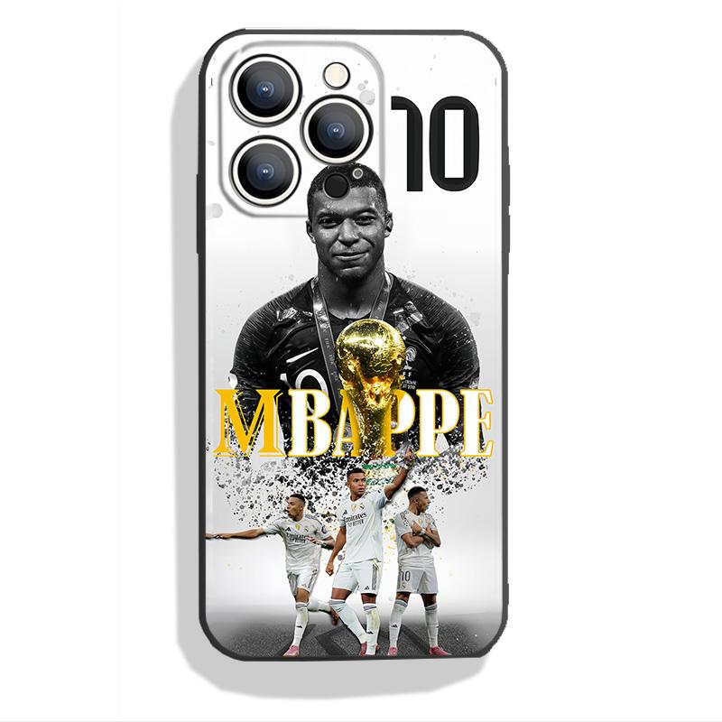 Mbappe pattern High-quality Phone Cases For iphone 16 15 14 13 12 11 X XS PRO PLUS MAX Soft Silicone TPU With flannel Shockproof Full Protection Anti-Drop Shell Cover Football Protective Smartphone