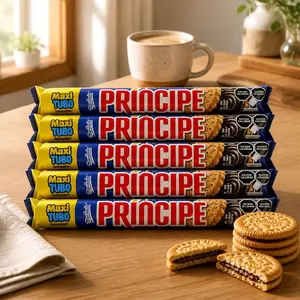 5 Maxi-Tube packs of Príncipe chocolate cookies, 210g each.