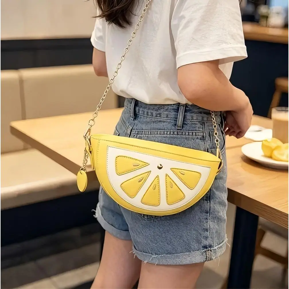 Lemon Bag Watermelon Crossbody Bag with Chain Strap for Women