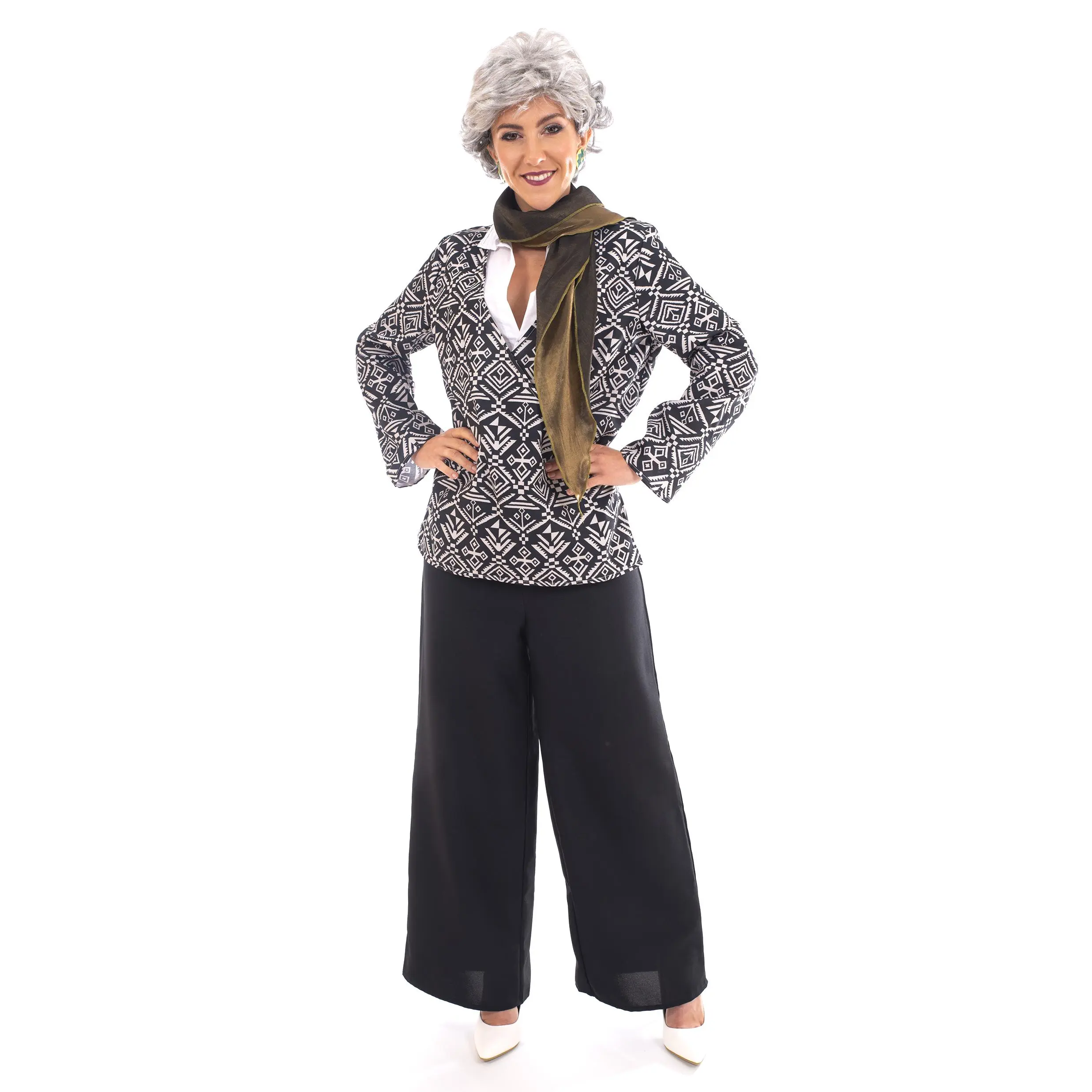 Officially Licensed Golden Girls Dorothy Adult Costume, Women's Layered Outfit with Patterned Vest and Scarf for Cosplay Parties, Clothes, Accessories, Halloween Costume, Costume Ideas