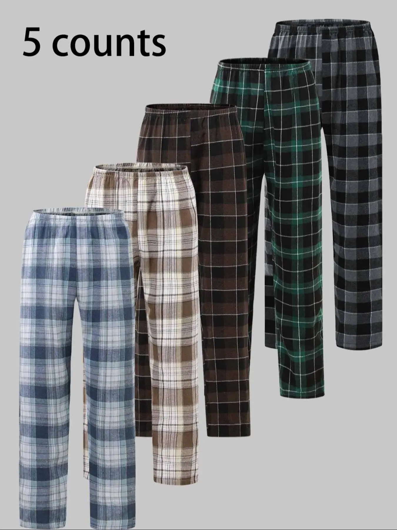 Men's Plaid Print Elastic Waist Lounge Pants, Casual Comfy Trousers for Daily Wear, Sleepwear & Loungewear for All Seasons, Casual Comfy Pajama